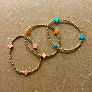 3 Enewton signature cross gold pattern 3mm bead bracelets